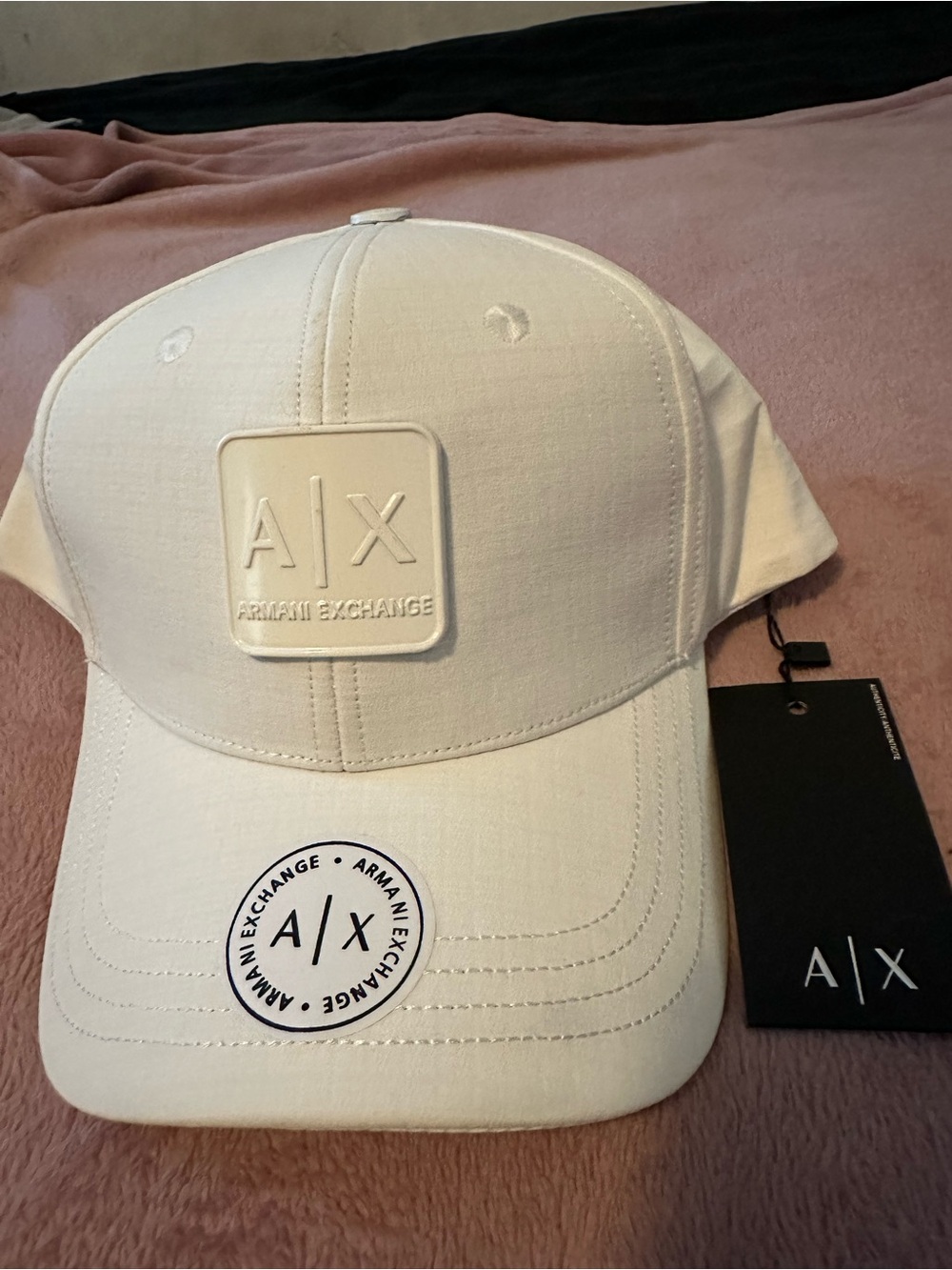 Armani Exchange White A|X Patch Baseball Cap